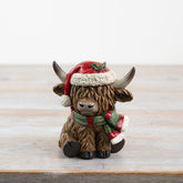 Festive highland cow 10.5cm